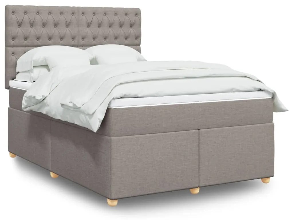 Cama com molas/colchão 140x200 cm tecido castanho-acinzentado