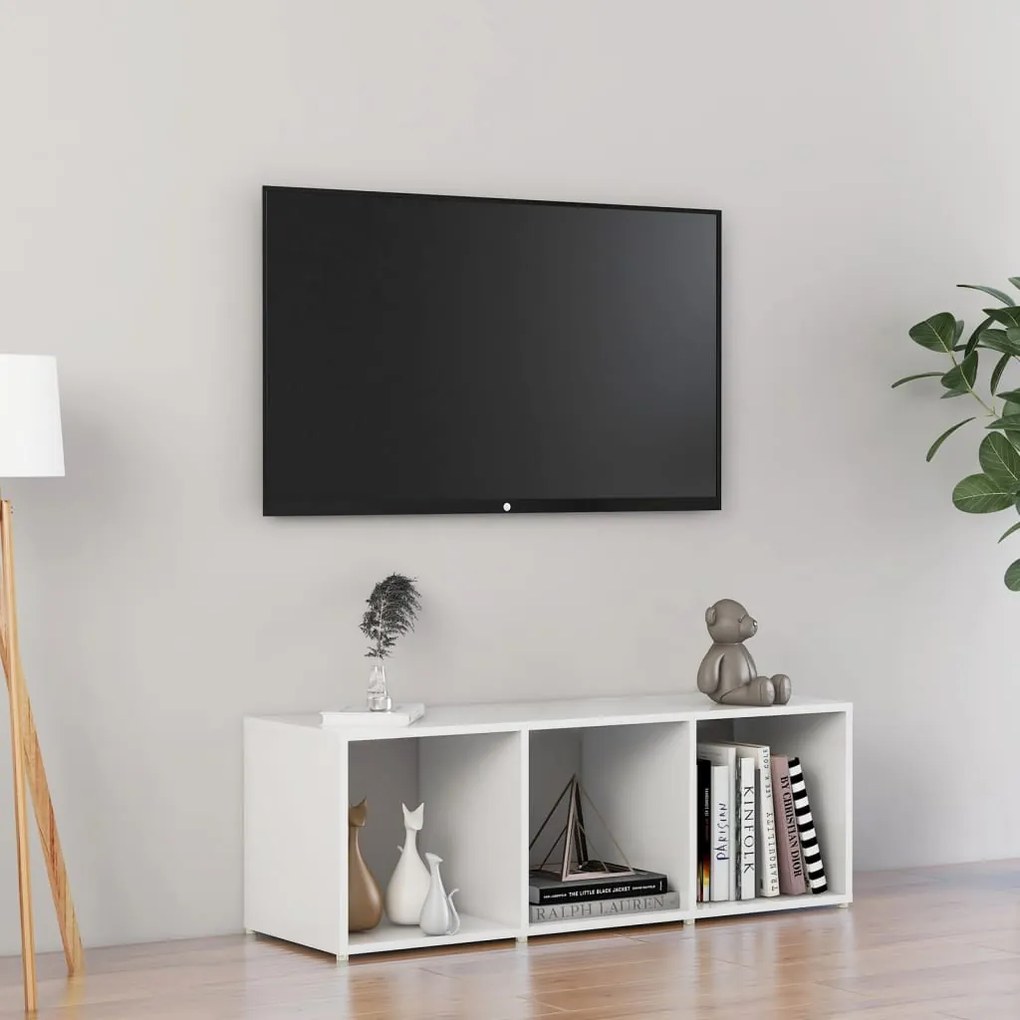 vidaXL Móvel de TV 107x35x37 cm contraplacado branco brilhante