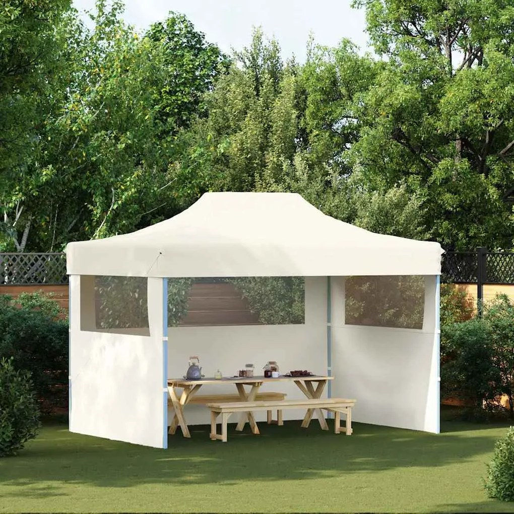48893 vidaXL Tenda dobrável profissional festas 3 paredes 3x4m aço cor creme