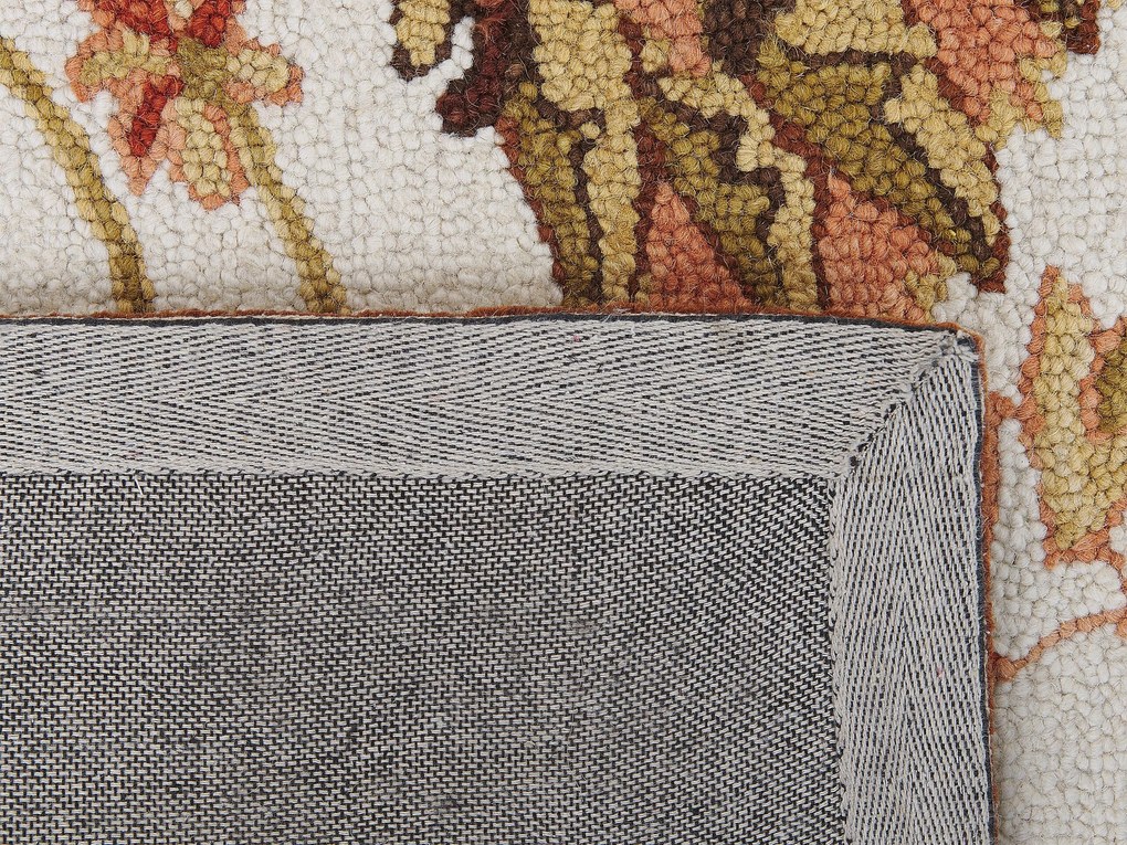 Tapete de lã creme e castanho 80 x 150 cm EZINE Beliani