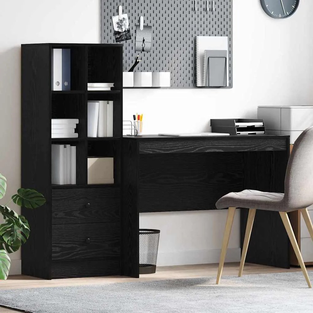 vidaXL Mesa com Armazenamento 2 pcs Carvalho preto 100 x 50 x 76 cm