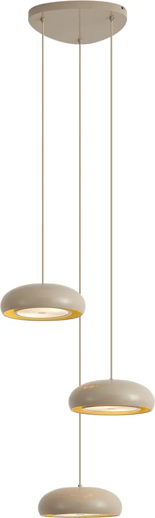 Candeeiro Pendente Retro Taupe com Abajur de Metal 6 Luzes - Macaron