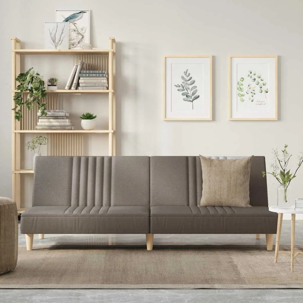 vidaXL Sofá-cama tecido cinzento-acastanhado