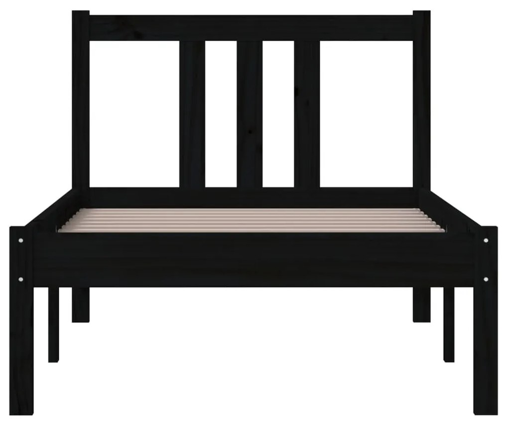 Estrutura cama pequena solteiro 75x190 cm madeira maciça preto