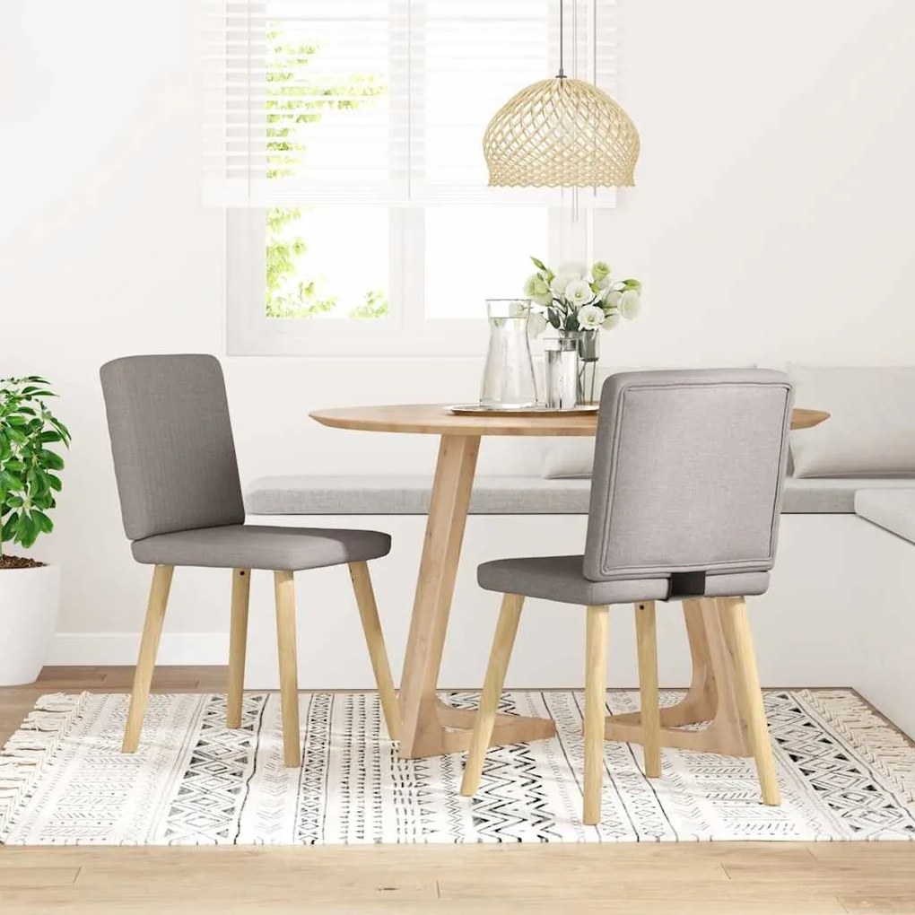 Cadeiras de jantar 2 pcs tecido cinzento-acastanhado