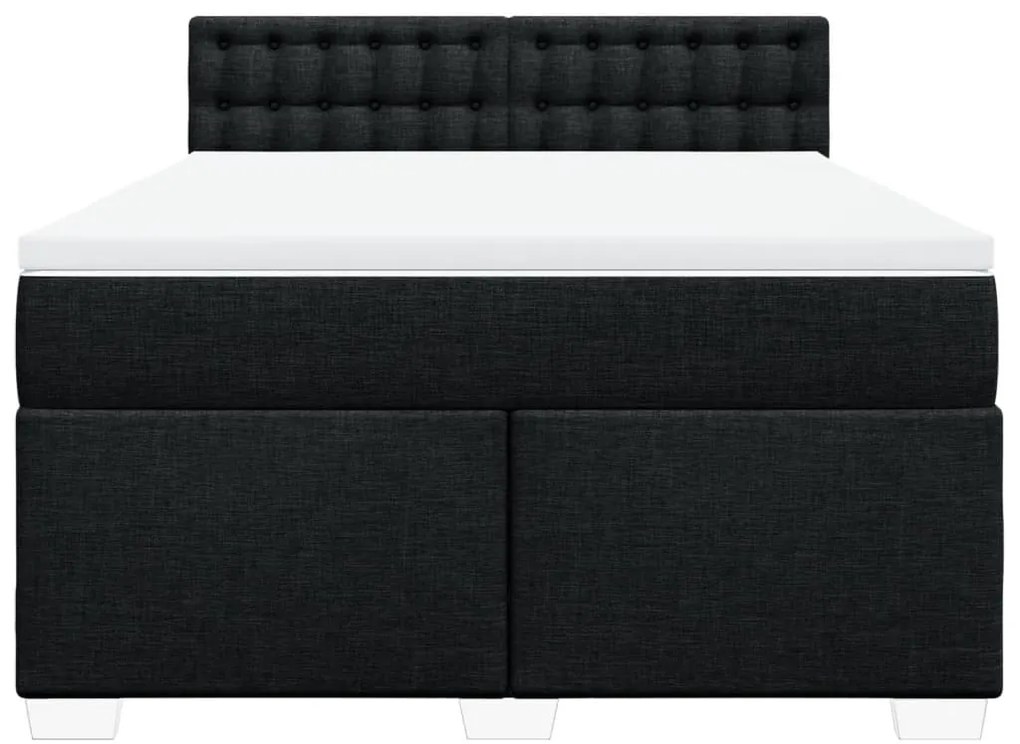 Cama com molas/colchão 140x200 cm tecido preto