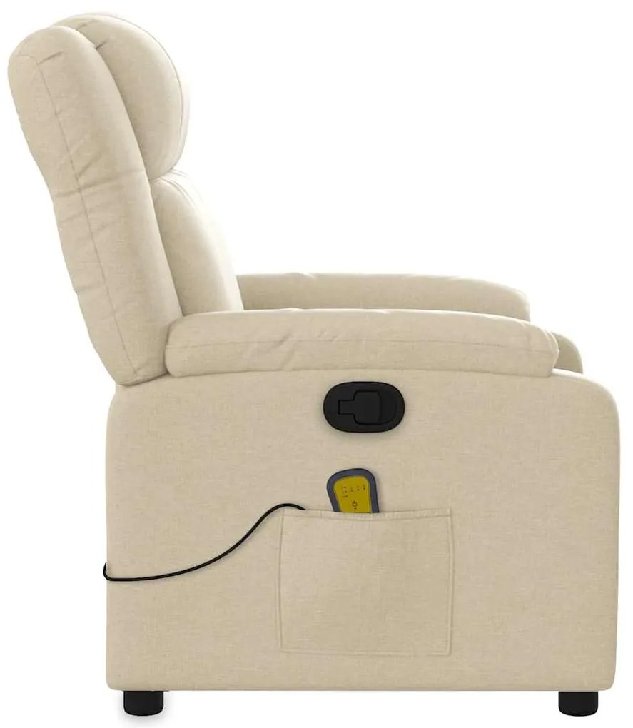 Poltrona de massagens reclinável tecido cor creme