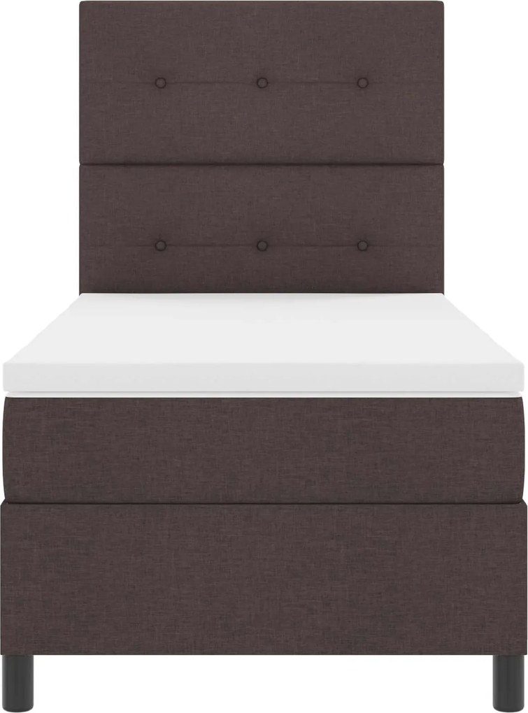 vidaXL Cama Box com colchão com led Castanho escuro 80 x 200 cm tecido
