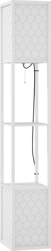 HOMCOM Candeeiro de Pé de Madeira com Estantes Lâmpada E27 Máx. 40W com Interruptor 26x26x156 cm Branco | Aosom Portugal