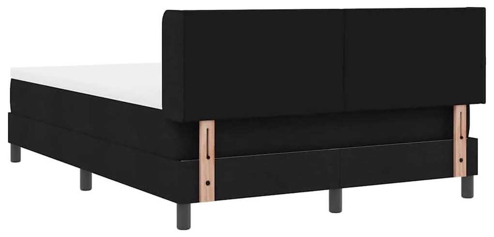 Cama Box com cabeceira Preto 140 x 200 cm Tecido e Espuma
