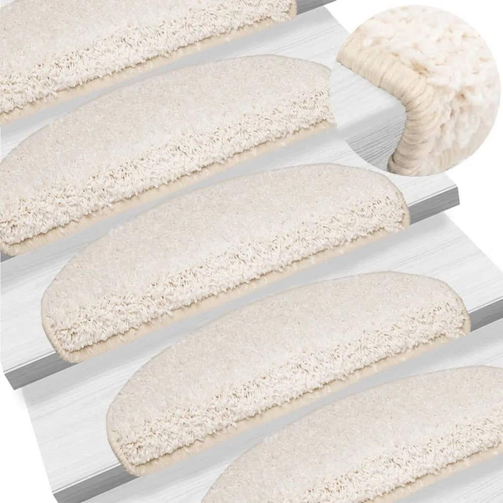 vidaXL Tapetes de escada 15 pcs 65x21x4 cm branco