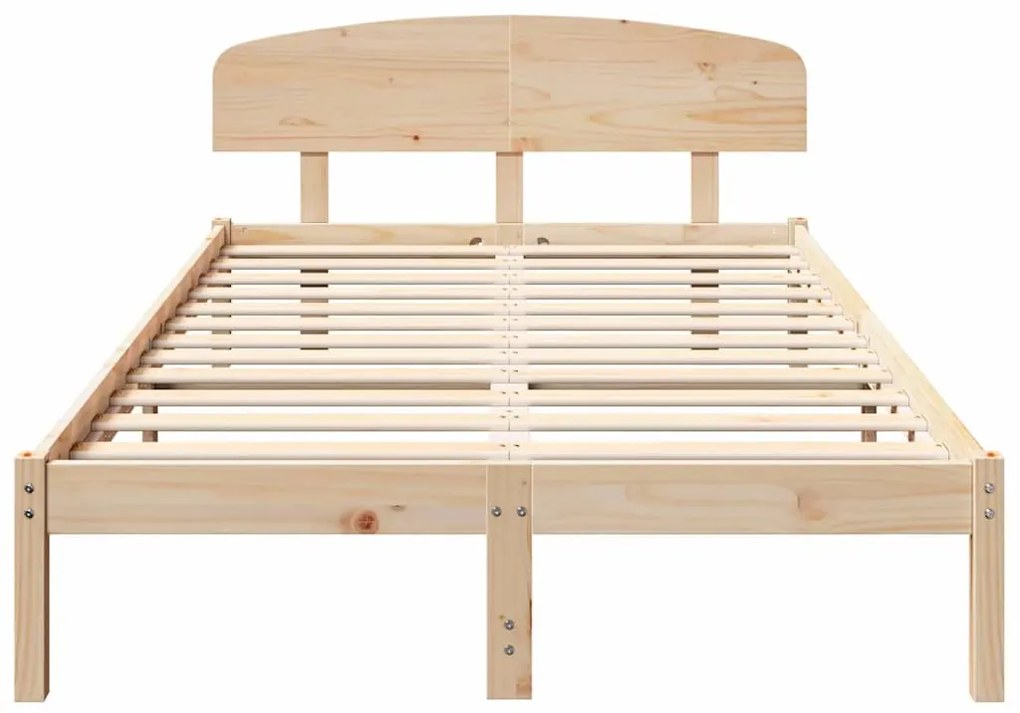 Estrado de Cama com Cabeceira 120x200 cm Madeira Sólida de Pinho