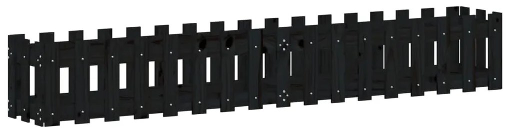 Canteiro elevado c/ design cerca 200x30x30cm pinho maciço preto