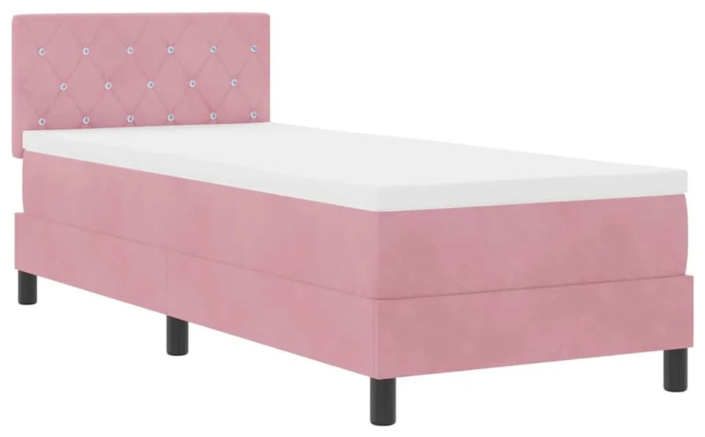 Cama Box Spring vidaXL com Colchão Rosa 80x200 cm Veludo