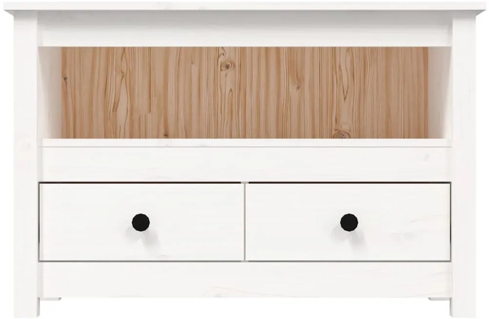 Móvel de TV 79x35x52 cm madeira de pinho maciça branco
