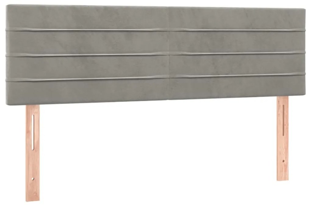 Cama box spring c/ colchão/LED 140x190 cm veludo cinzento