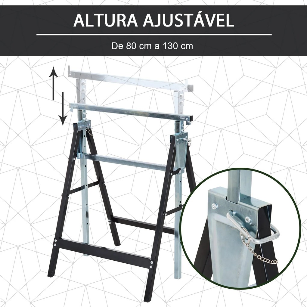Conjunto de 2 Cavaletes Telescópicos Dobráveis com Altura Ajustável Ca