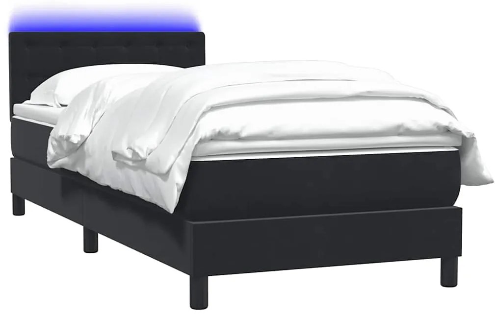 Cama box spring com colchão 90x210 cm veludo preto