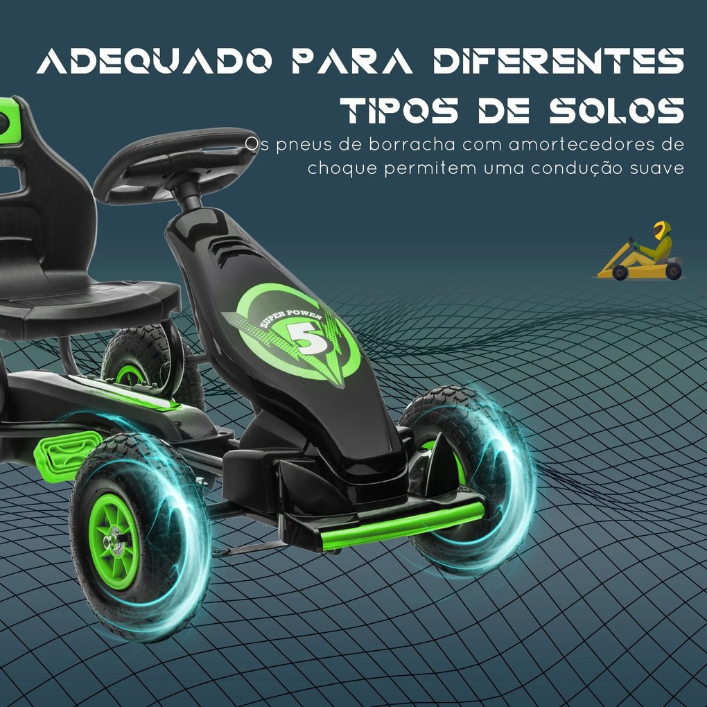 HOMCOM Kart a Pedais para Crianças 5-12 Anos Kart a Pedais Infantil co