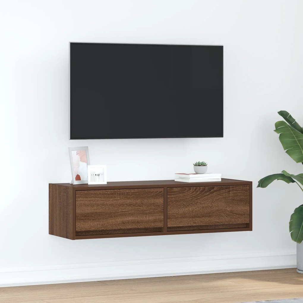 Estante de TV vidaXL Castanho Carvalho 100x31x25,5 cm Madeira de Engenharia