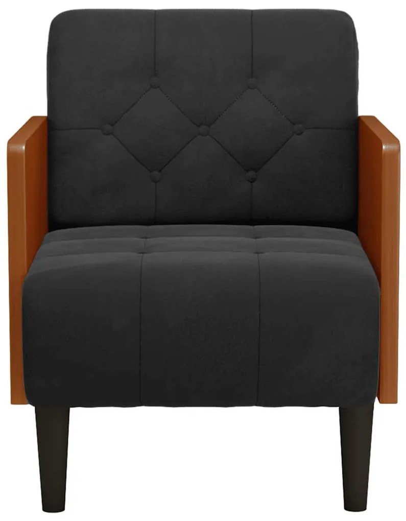 Poltrona com apoio de braços 55 cm veludo preto