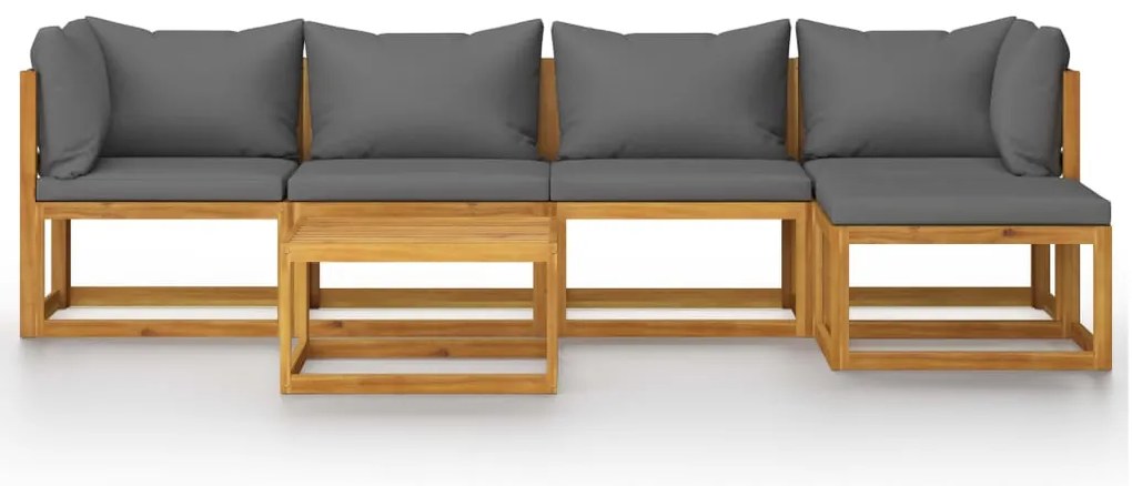 7 pcs conjunto lounge de jardim com almofadões acácia maciça