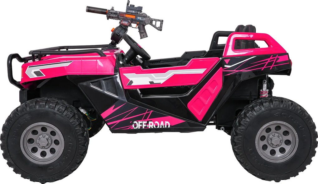 Buggy elétrico para Crianças 3 a 9 anos 24V, 2 lugares Rodas de espuma EVA, PROSPECTOR 4x4 STRONG Rosa