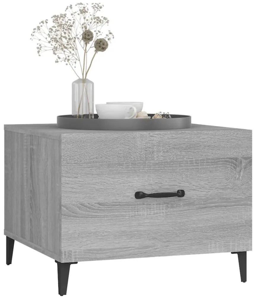 Mesas de centro + pernas de metal 2pcs 50x50x40 cm sonoma cinza
