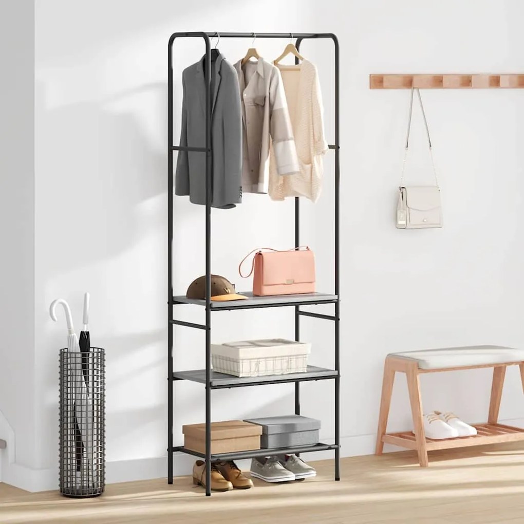 Suporte para Roupas com Prateleiras Sonoma cinzento