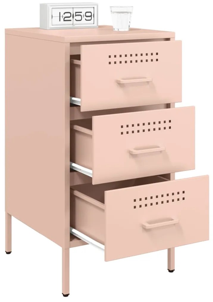 Mesas de cabeceira 2 pcs 36x39x68 cm aço rosa