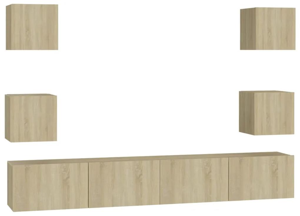 Conjunto de 6 Móveis de Parede de TV Funchal L - Carvalho - Design Mod
