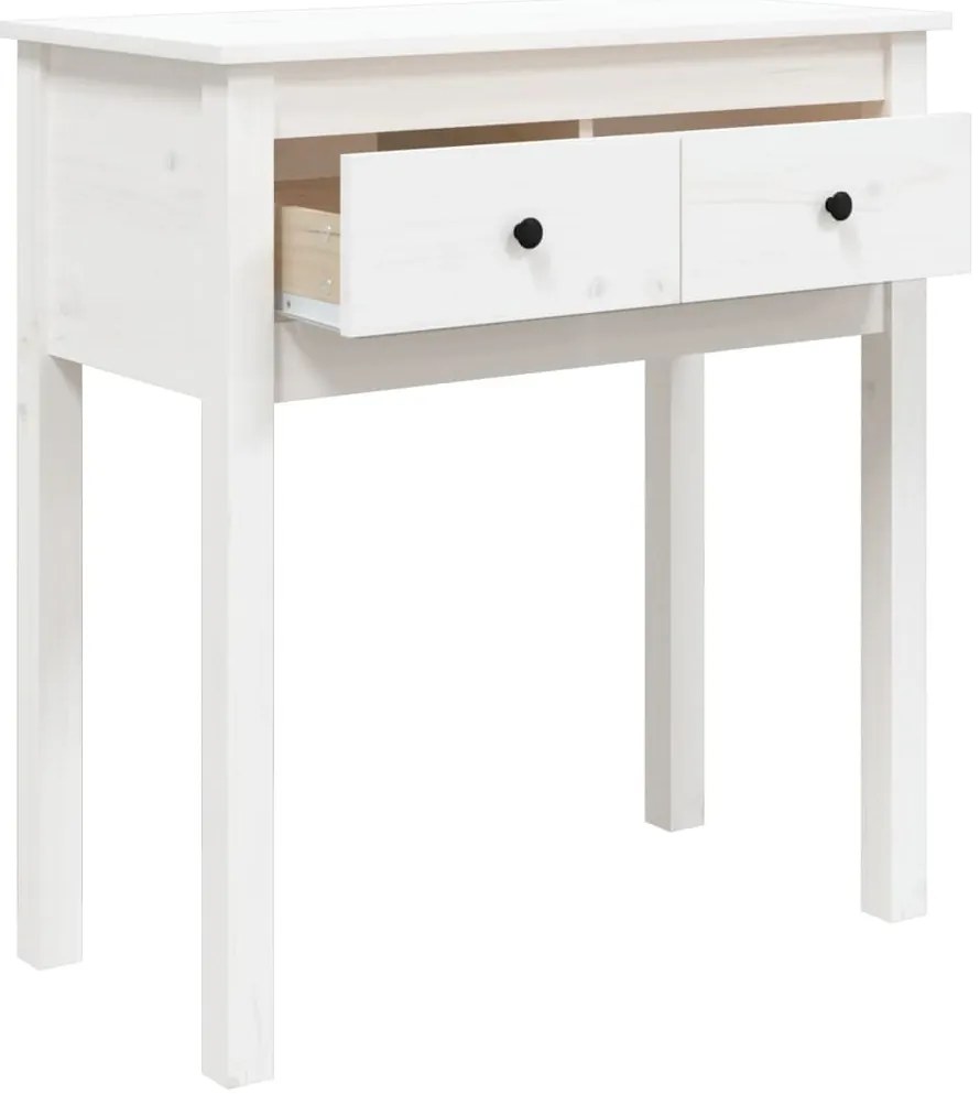 Mesa consola 70x35x75 cm pinho maciço branco