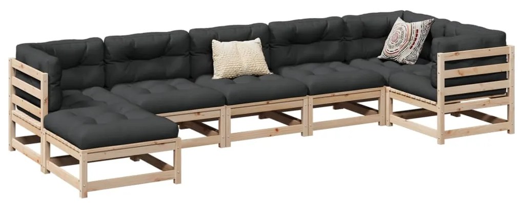 vidaXL 7 pcs conjunto de sofás para jardim madeira de pinho maciça