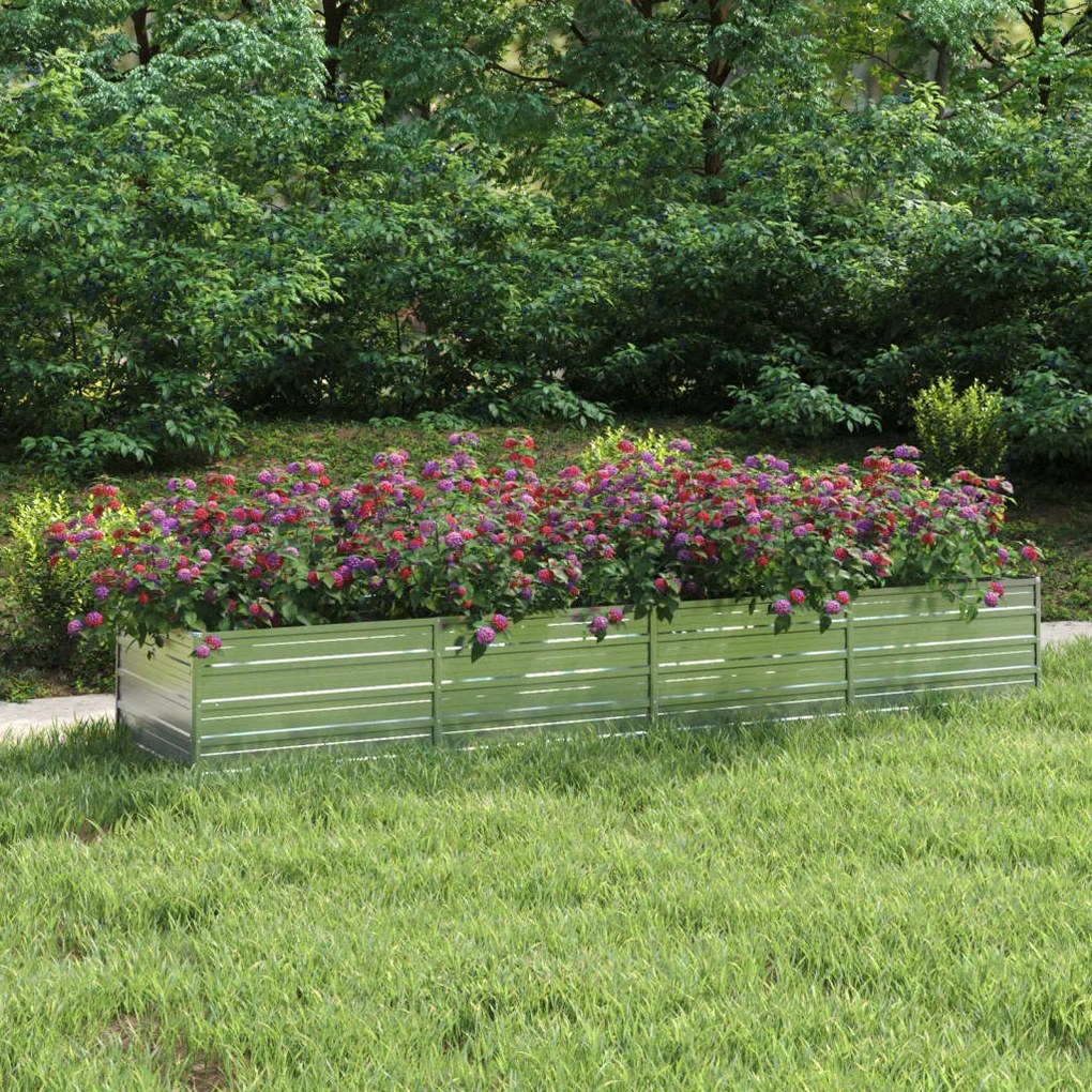 vidaXL Canteiro elevado de jardim 320x80x45cm aço galvanizado prateado