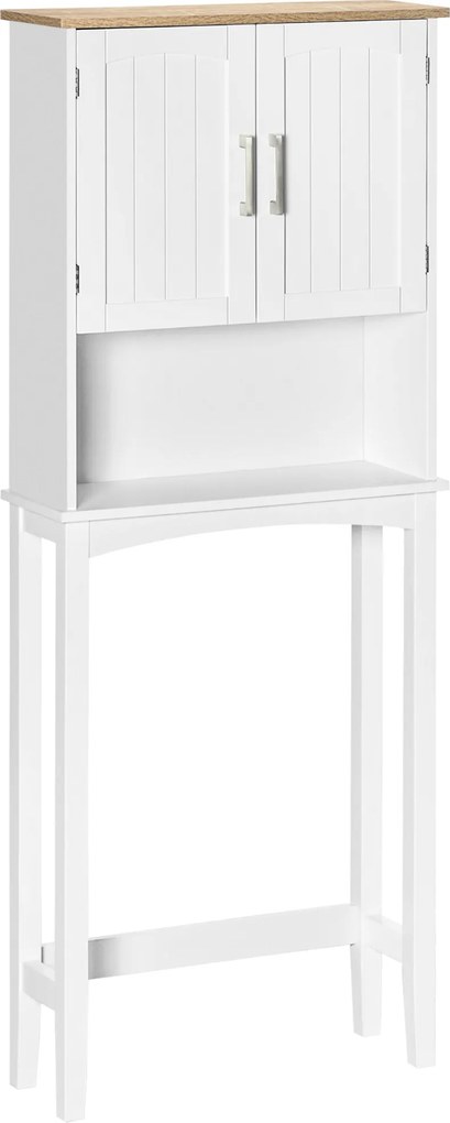 kleankin Armário sobre Sanita Armário Alto para Lavanderia com Armário e Prateleira de Armazenamento 64x22x165cm Branco | Aosom Portugal
