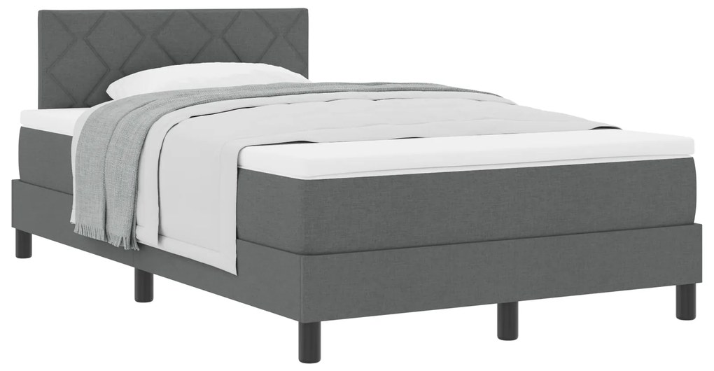 Cama Box Spring com Colchão Cinza Escuro 120x190 cm Tecido