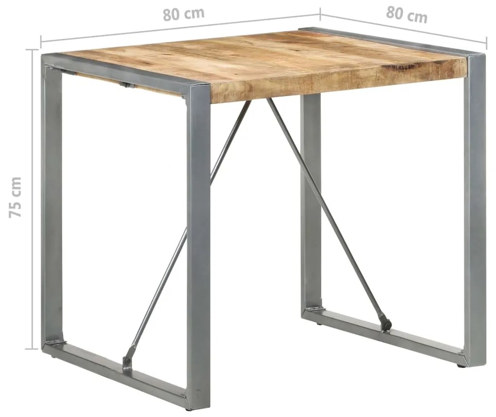 Mesa de jantar 80x80x75 cm madeira de mangueira áspera