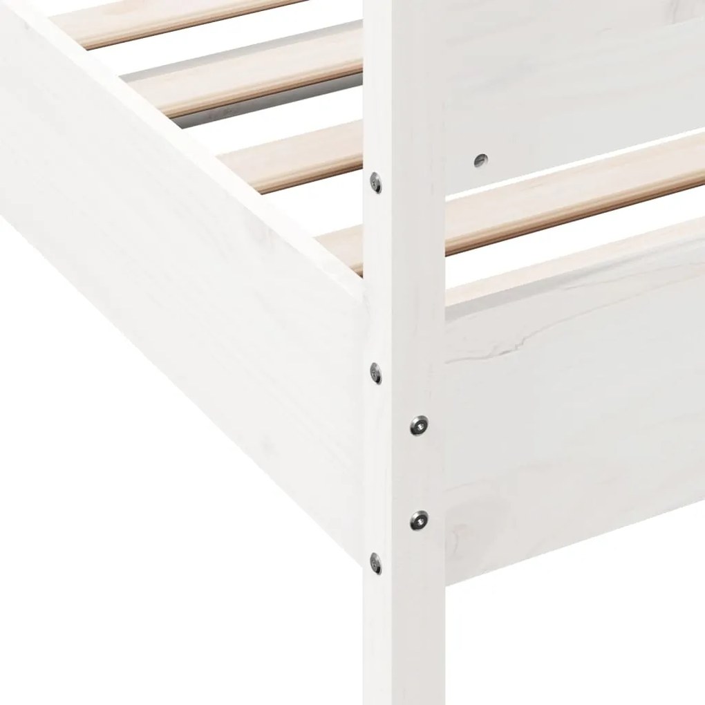 Cama sem colchão 90x200 cm madeira de pinho maciça branco
