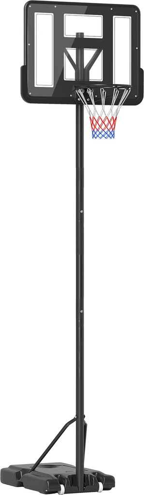 HOMCOM Cesta Basquetebol Altura Ajustável 220-365 cm Aro Suporte Rodas Base Recarregável Estável Preto | Aosom Portugal