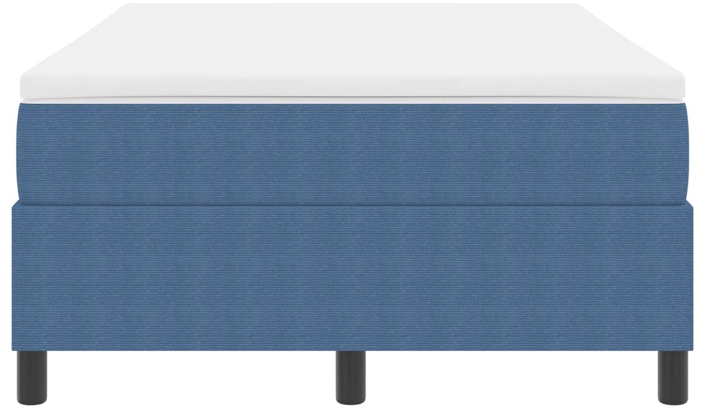 Cama Box Spring com Colchão Azul, 120 x 200 cm, em veludo.