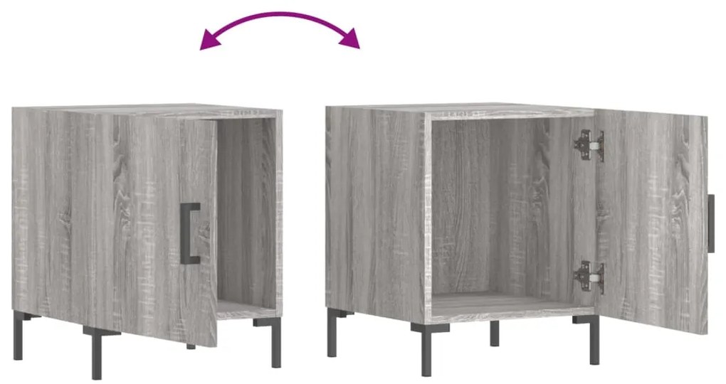 Mesa cabeceira 2pcs 40x40x50 cm madeira processada cinza sonoma