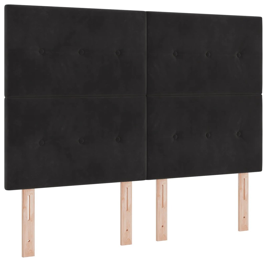 Estrutura de Cama de Veludo Preto vidaXL 160x200 cm