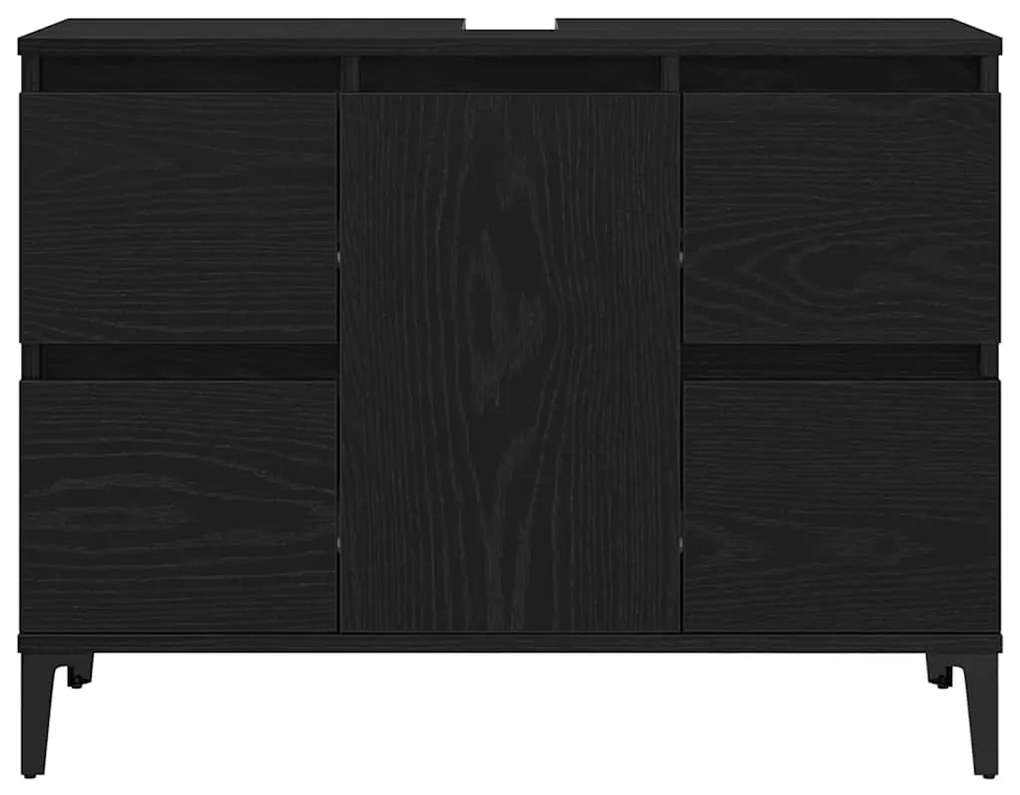 Armário de pia de casa de banho vidaXL Carvalho Preto 80x33x60 cm Made