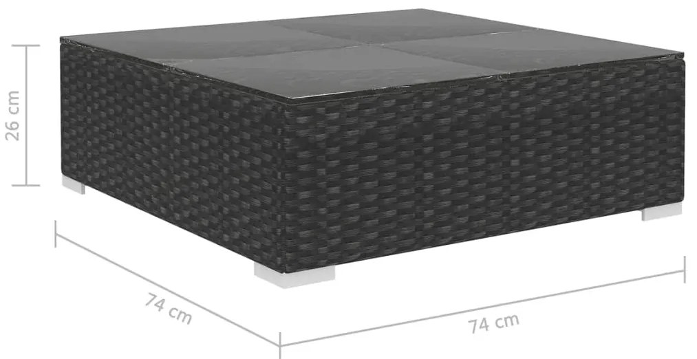 5 pcs conjunto lounge de jardim c/ almofadões vime PE preto