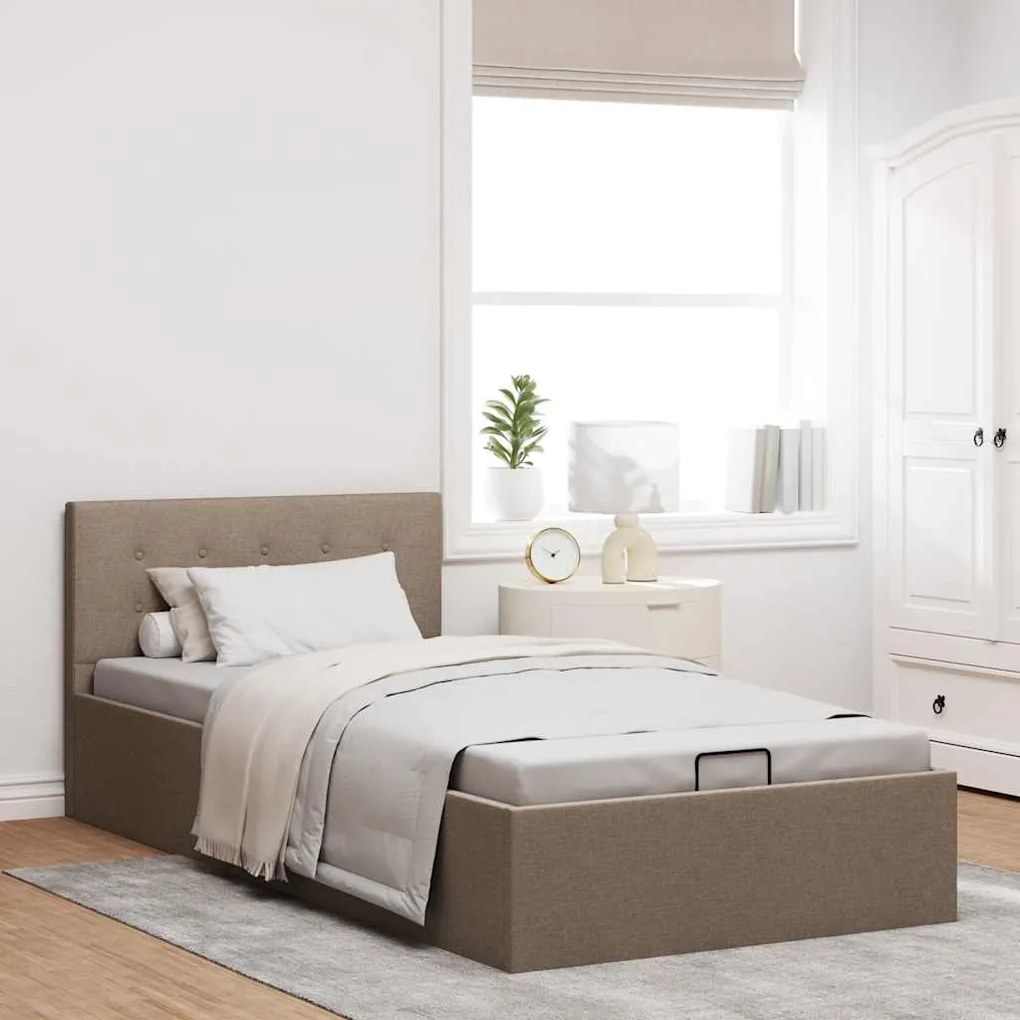 Cama hidráulica c/ arrumação 90x200cm tecido cinza-acastanhado