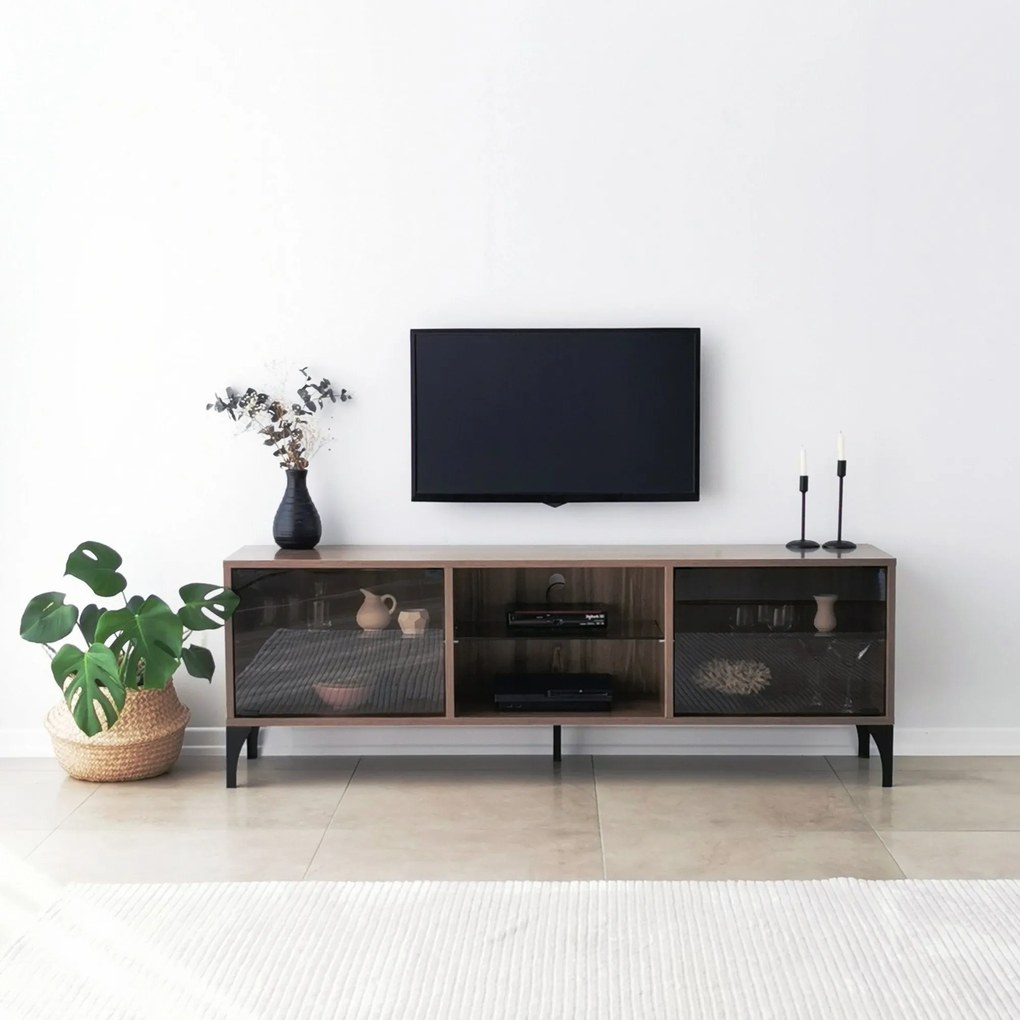 Móvel TV Olympos – Nogueira – 160x55x35 cm
