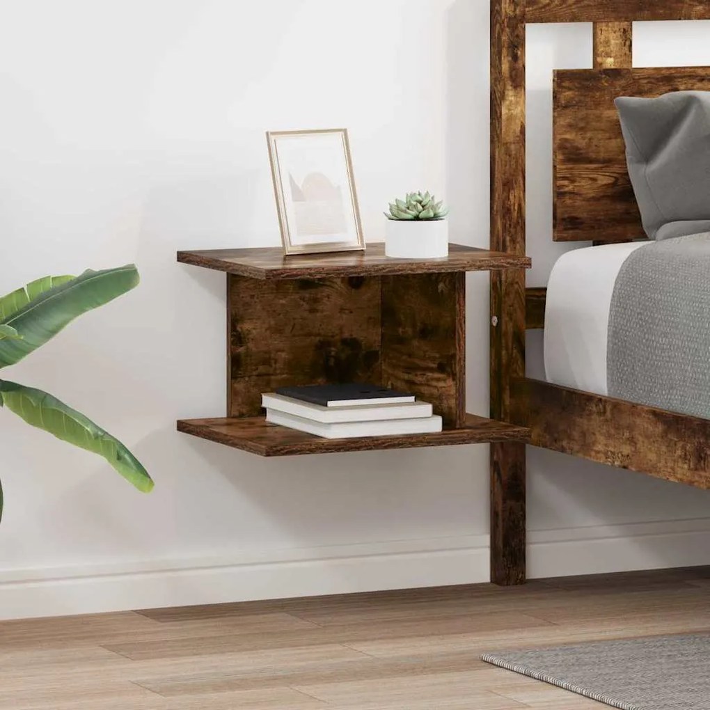 vidaXL Mesa-de-cabeceira 2 pcs Carvalho Defumado 40 x 30 x 25 cm