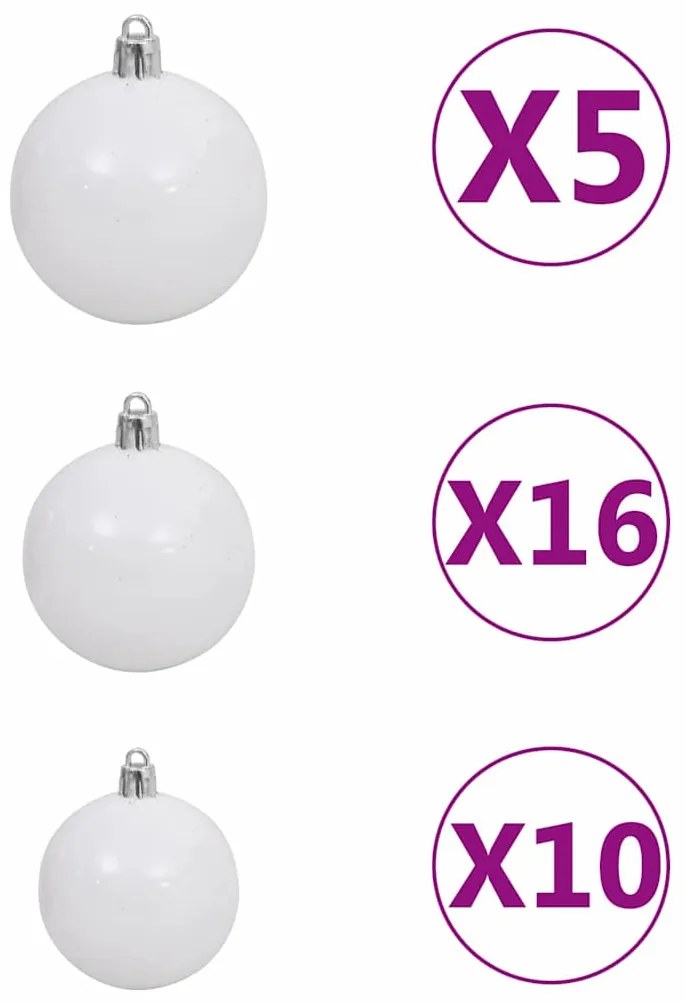 Conjunto de Árvore de Natal Artificial LED &amp; Bolas Verde 180 cm PET