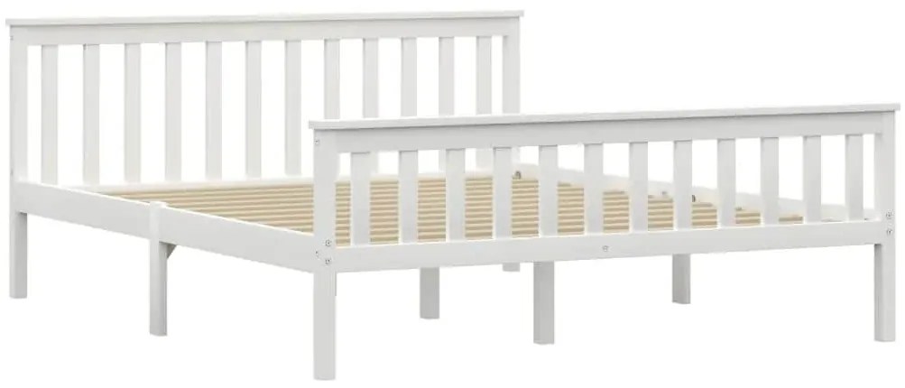 Estrutura de cama em pinho maciço 160x200 cm branco