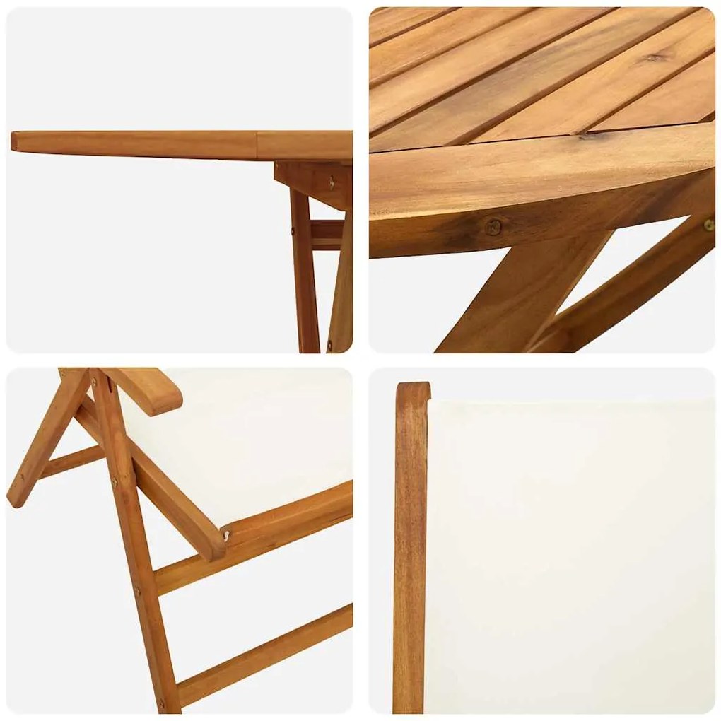 Conjunto de Jantar de Jardim Manual 7 pcs Branco creme
